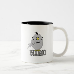 Nerd Bird Cute with Glasses Two-Tone Coffee Mug