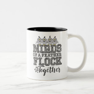 Nerd Bird Funny Nirds of a Feather Flock Together Two-Tone Coffee Mug