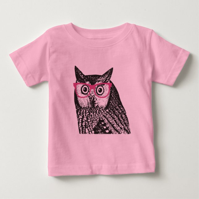 Nerd Bird Vintage Graphic Owl Baby Creeper (Front)
