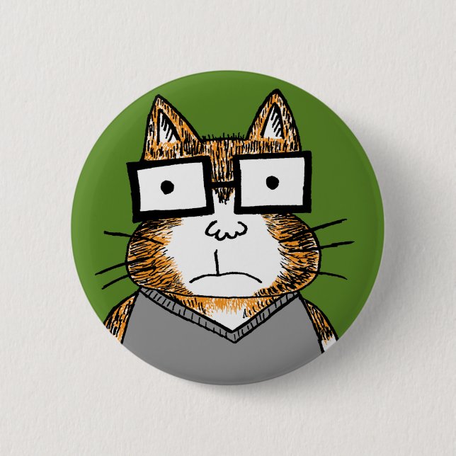Nerd Cat Pinback Button (Front)