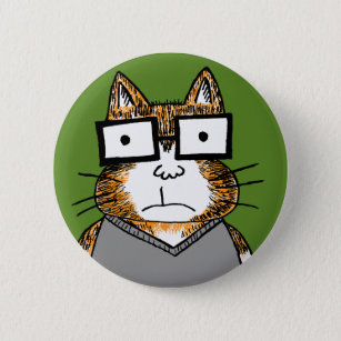 Nerd Cat Pinback Button