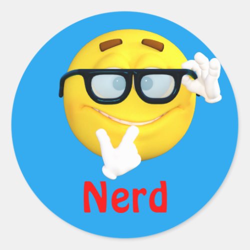 Nerd Emoji Emoticon Cartoon Face Classic Round Sticker