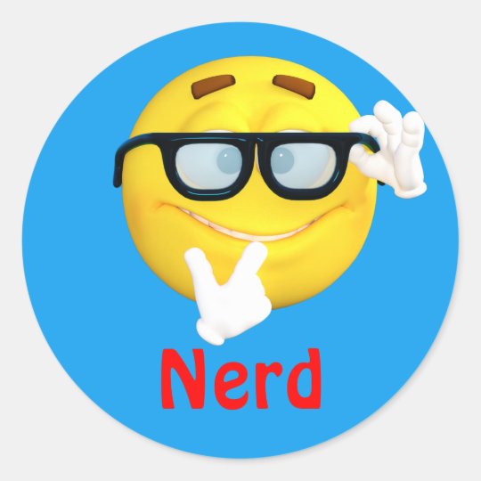 Nerd Emoji Emoticon Cartoon Face Classic Round Sticker