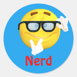 Nerd Emoji Emoticon Cartoon Face Classic Round Sticker