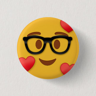Nerd emoji with heart  button
