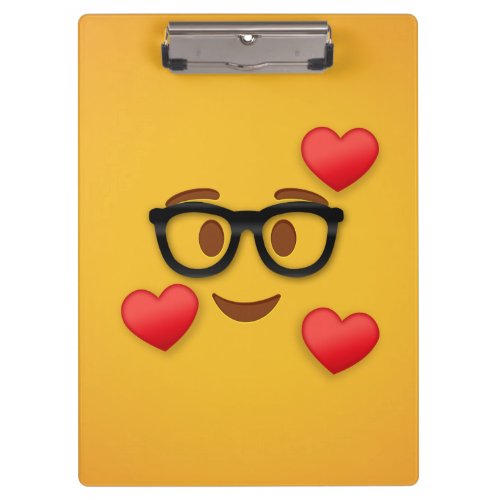 Nerd emoji with heart clipboard