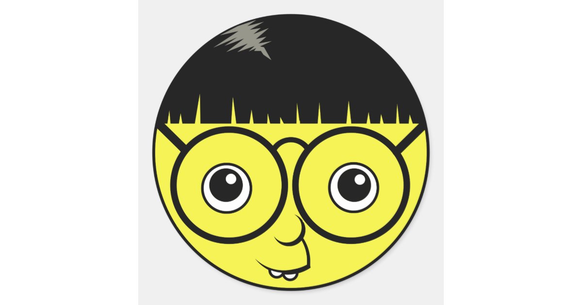 Nerd Face Classic Round Sticker | Zazzle