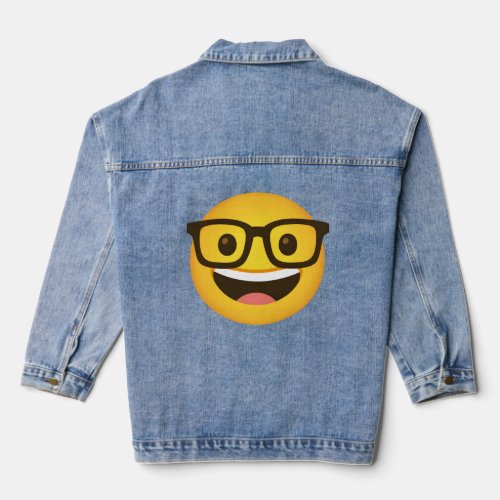 Nerd Face Emoticon Nerdy Face With Glasses  Denim Jacket