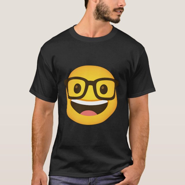 Nerd Face Emoticon Nerdy Face With Glasses T-Shirt (Front)