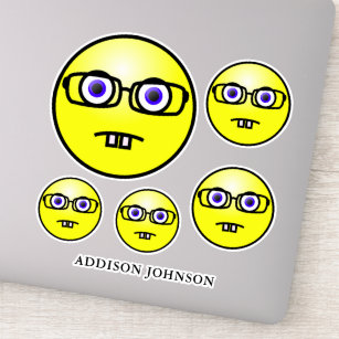 Nerd Face Self Adhesive Emoji Emoti Gloss Sealed Graphic Wall Decal Sticker 