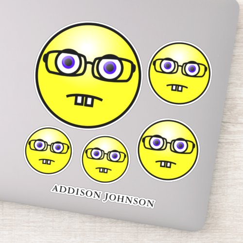 Nerd Geek Emoji Yellow Face Collection Add Name 8 Sticker