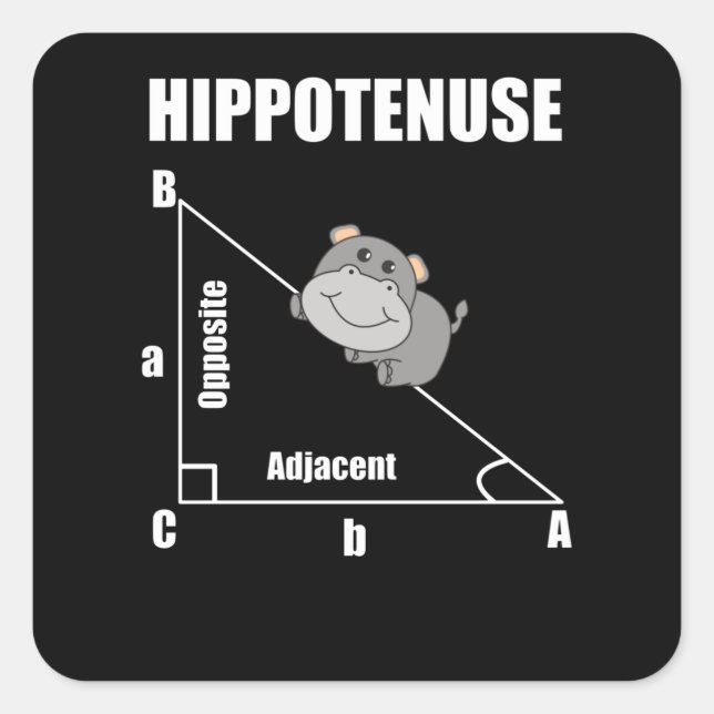 Nerd Geometry Hippotenuse Hypotenuse Math Square Sticker (Front)