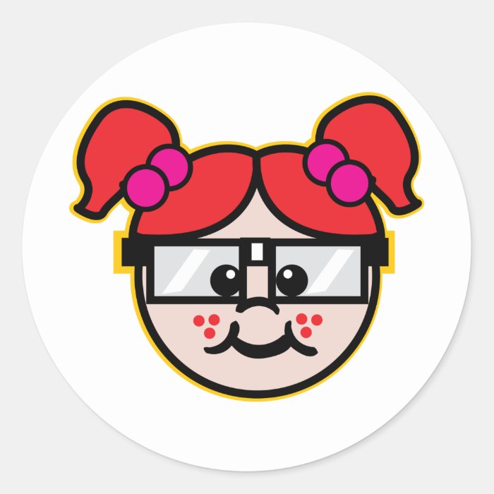 Nerd Girl Round Sticker