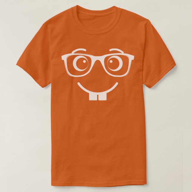 Nerd Glasses Buckteeth Emoticon Humor Nerd Face Ha T-Shirt (Design Front)