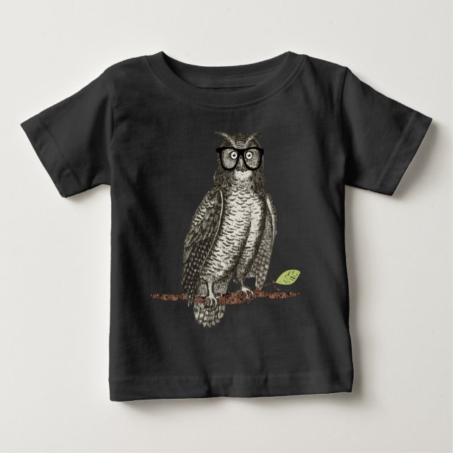 Nerd Glasses Cute Owl Baby T-Shirt (Front)