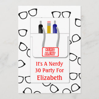 Nerd Glasses Pocket Protector Nerd Theme Party Invitation