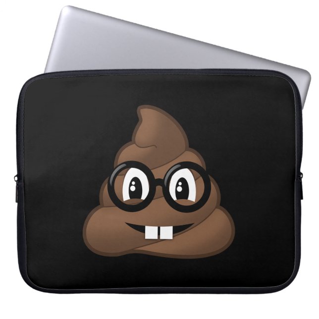 Nerd Glasses Poop Emoji Laptop Sleeve (Front)