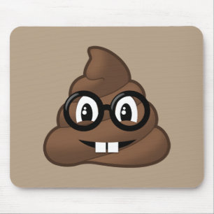 Nerd Glasses Poop Emoji Mouse Pad