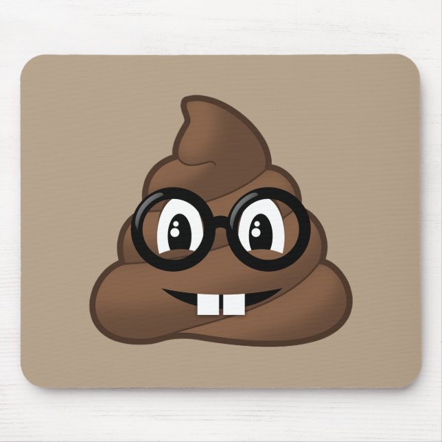 Nerd Glasses Poop Emoji Mouse Pad (Front)