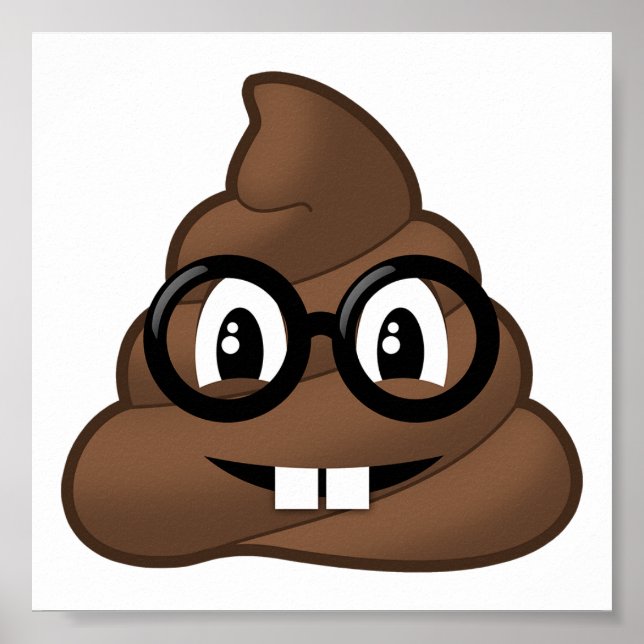 Nerd Glasses Poop Emoji Poster (Front)