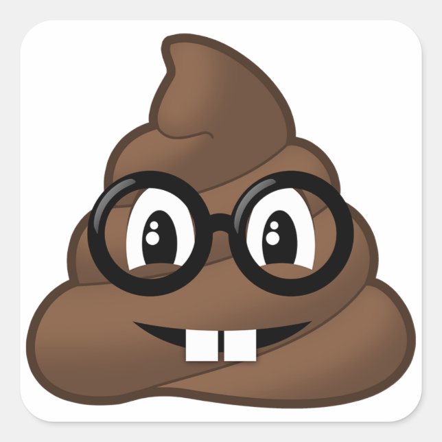 Nerd Glasses Poop Emoji Square Sticker (Front)