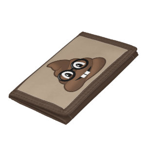 Nerd Glasses Poop Emoji Tri-fold Wallet