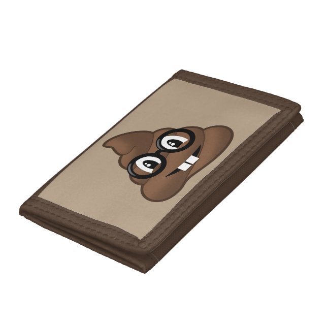 Nerd Glasses Poop Emoji Trifold Wallet (Bottom)