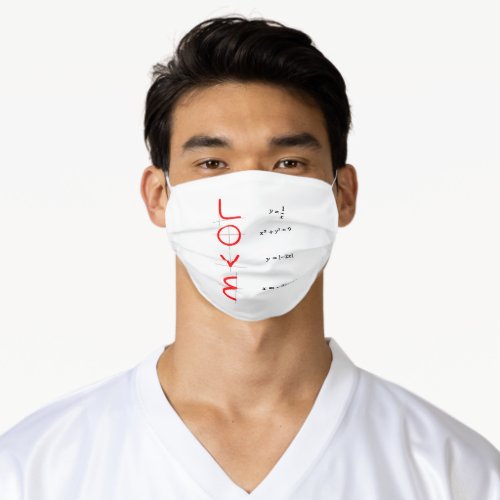 Nerd Humor  Math and Science Geek Love Graph Adult Cloth Face Mask