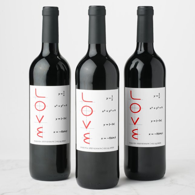 Nerd Humor | Math and Science Geek Love Graph Wine Label (Bottles)