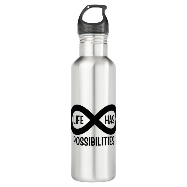 Nerd Mathematics Life Has Possibilities Stainless Steel Water Bottle (Front)