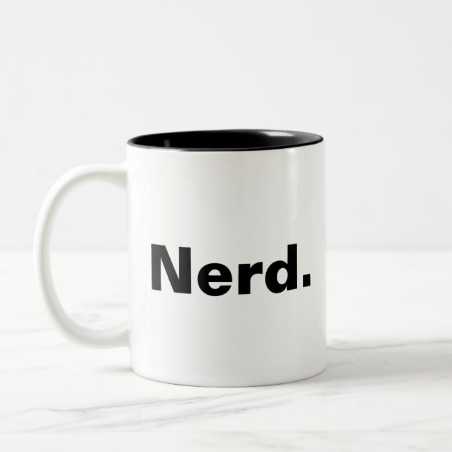 Nerd one word white text minimalism funny design  Two-Tone coffee mug (Left)