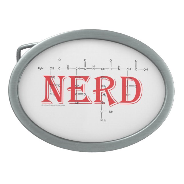 'NERD' polypeptide belt buckle. Belt Buckle (Front)