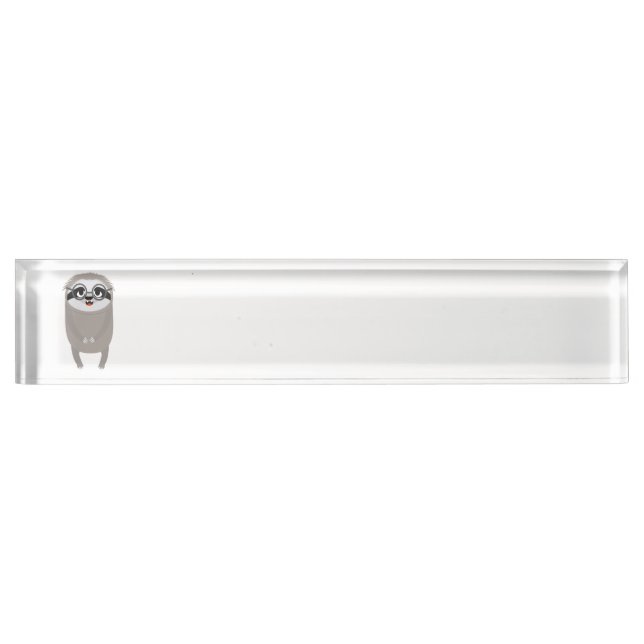 Nerd Sloth with Glasses Desk Name Plate (Front)