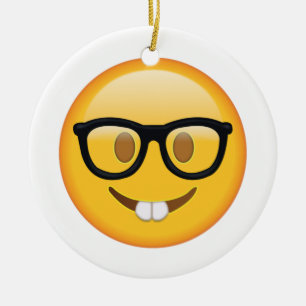 Nerd with Glasses - Emoji Ceramic Ornament