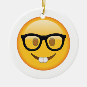 Nerd with Glasses - Emoji Ceramic Ornament