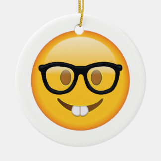 Nerd with Glasses - Emoji Ceramic Ornament