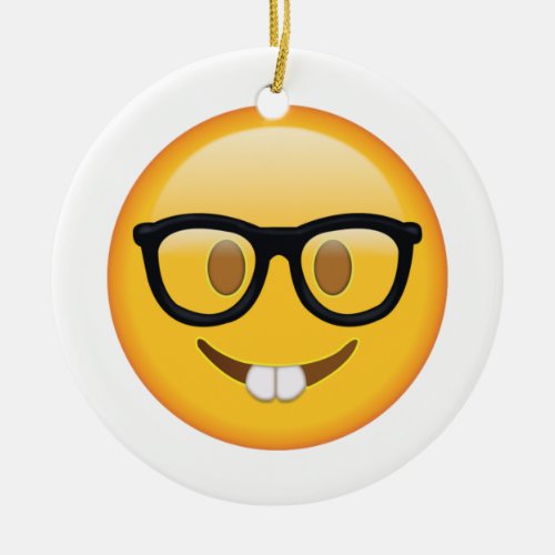 Nerd with Glasses _ Emoji Ceramic Ornament