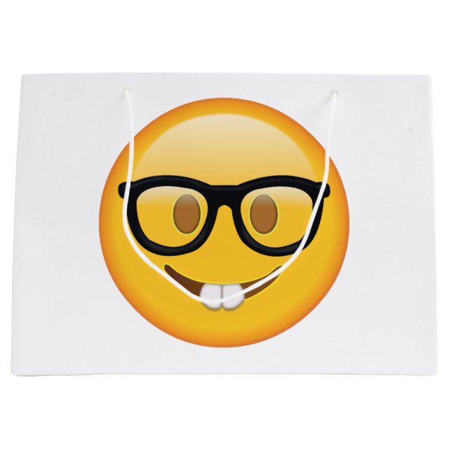 Nerd with Glasses - Emoji Large Gift Bag (Front)