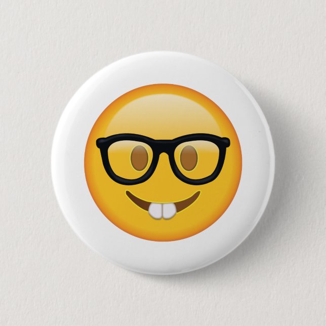 Nerd with Glasses - Emoji Pinback Button (Front)