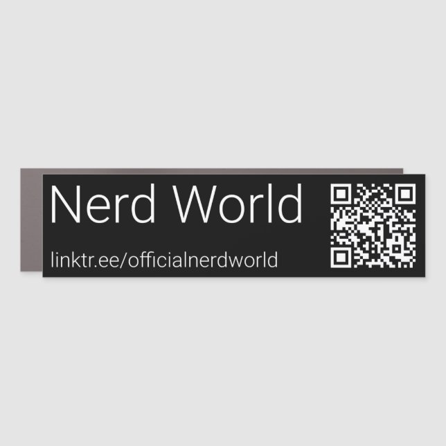 Nerd World Car Bumper Sticker Magnet in Black (Front)