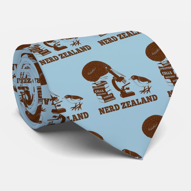 Nerd Zealand funny kiwi Neck Tie (Rolled)