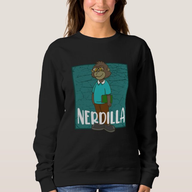 Nerdilla Nerdy Gorilla Computer Nerd Sweatshirt (Front)