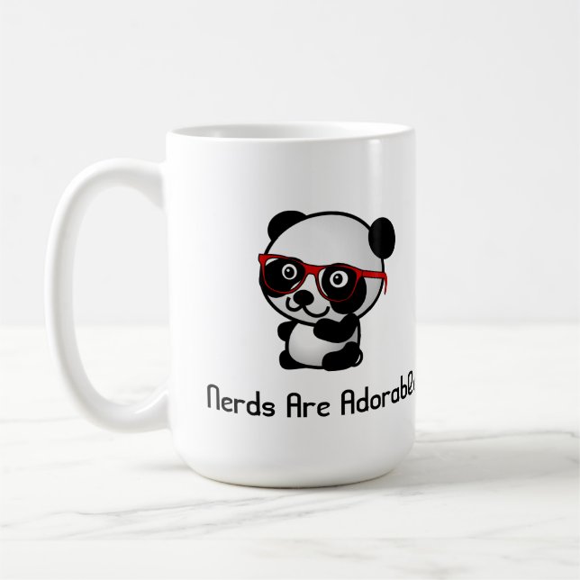 Nerds Are Adorable Cute Panda With Nerd Glasses Coffee Mug (Left)