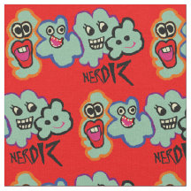 nerds cartoon monsters fabric
