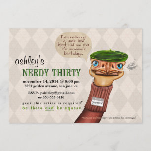 Nerdy 30 Vintage Thirtieth Birthday Invitation
