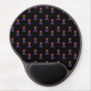 nerdy 60s girl pattern black gel mouse pad