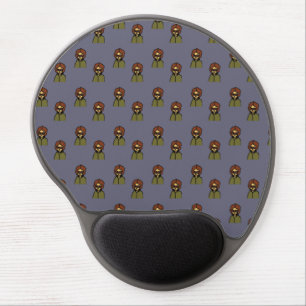 nerdy 60s girl pattern light grey gel mouse pad