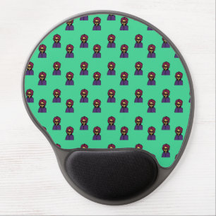 nerdy 60s girl pattern seafoam green gel mouse pad