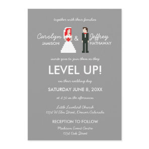 Nerdy 8-Bit Bride & Groom Wedding Invitation