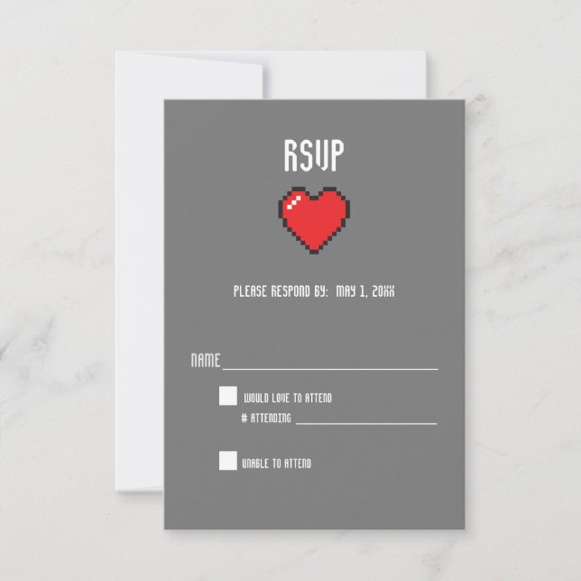 Nerdy 8 bit heart rsvp (Front)